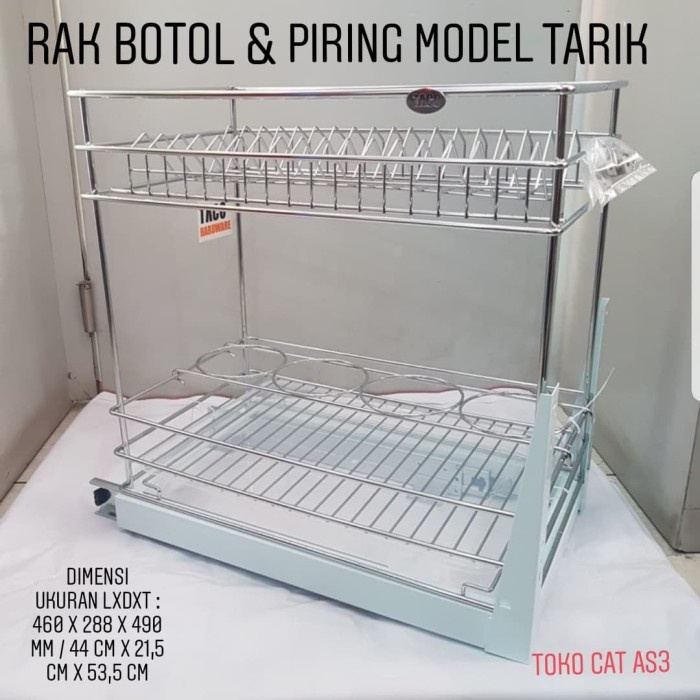 Rak Botol - Rak Botol Dan Piring 2 Tingkat Taco/Rak Kitchen Set Chome Hw 006I