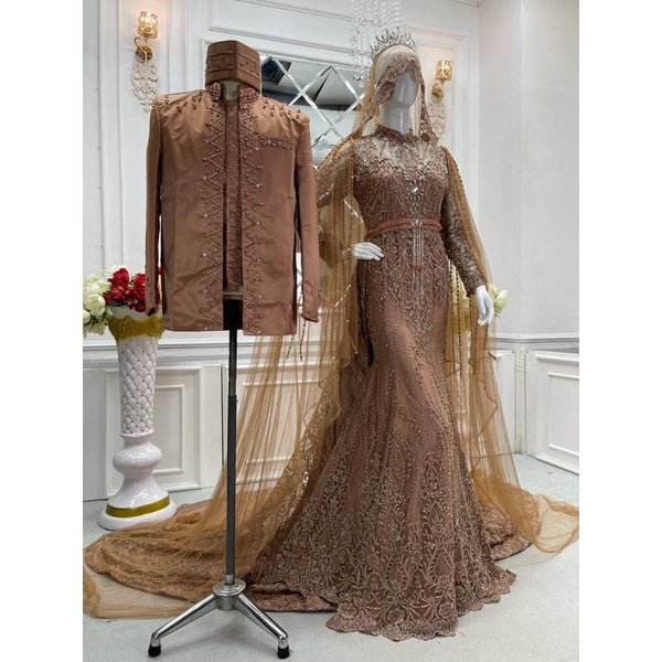 Gaun pengantin couple/Gaun pengantin full payet/Wedding dress