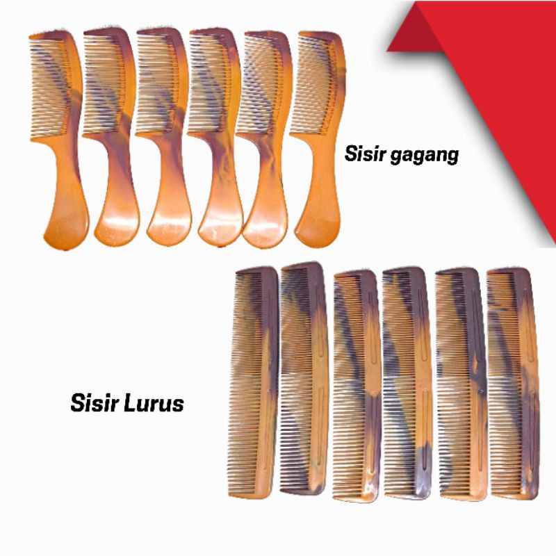 Sisir Cokelat (12pcs) Tebal Besar | Sisir Twin | Sisir Rambut Murah Grosir