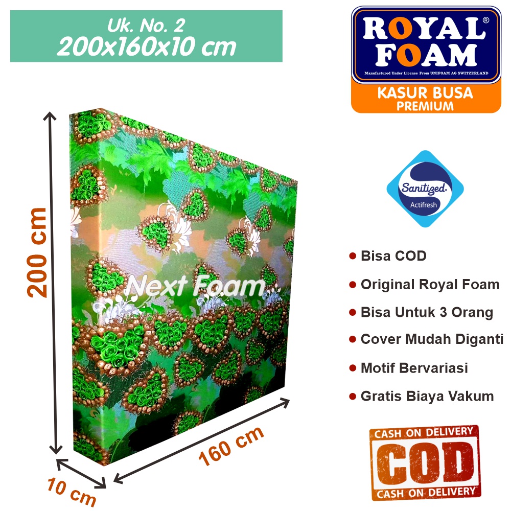 Kasur Busa Royal Foam Ukuran No 2 200x160x10 cm Tebal 10 cm D16 ORIGINAL