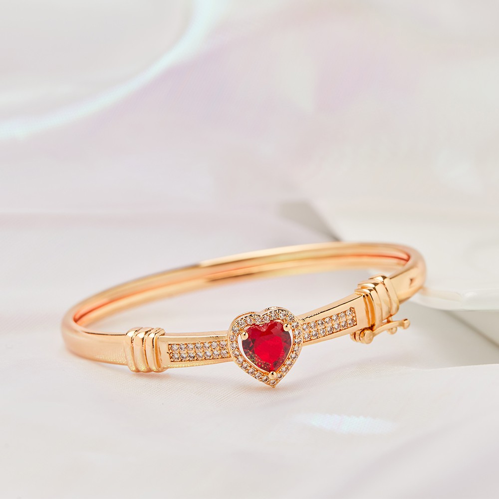 Y280 Gelang Tangan Kristal Hati Lapis Emas 24k Aksesoris Wanita Fashion Anti Karat Gelang Bangle