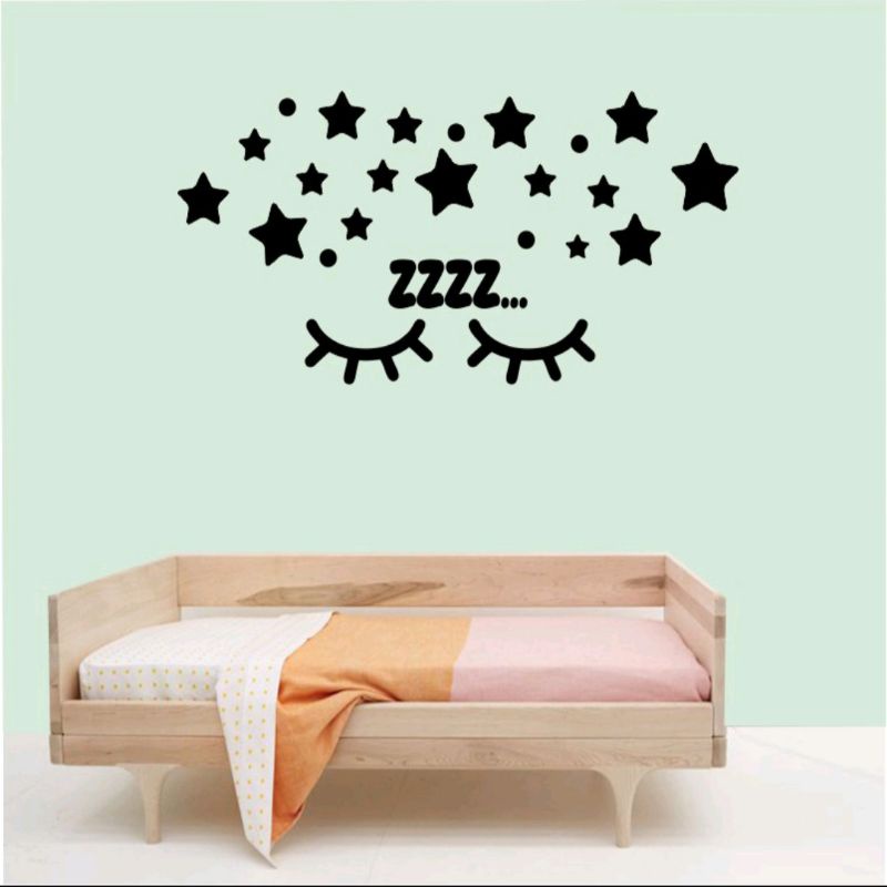 Wall sticker custom / sticker sleepy eye eyes custom / hiasan dinding murah