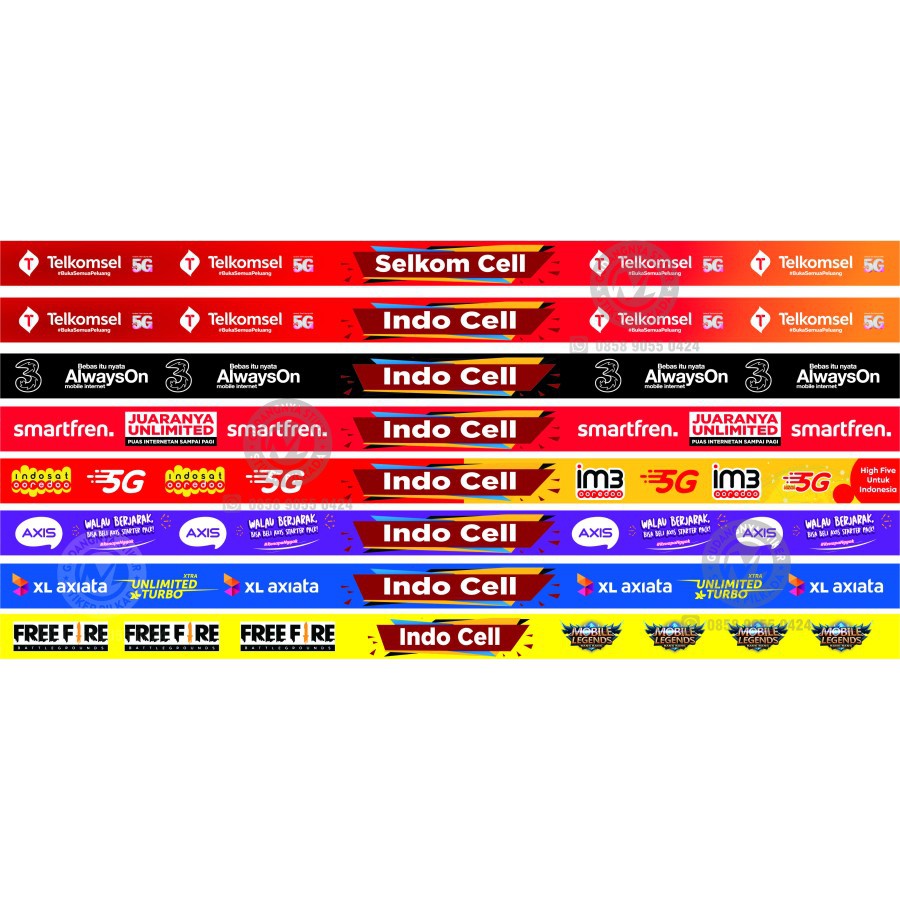 

stiker vinyl tempelan kaca etalase hp / konter pulsa UK. 5x100cm
