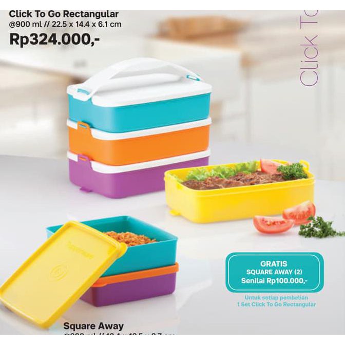 PROMO CLICK TO GO RECTANGULAR PLUS FREE RANTANG TUPPERWARE