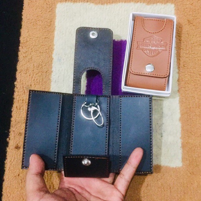 Dompet kunci bahan kulit sintetis lokal model baju free box #dompet #dompetkunci #keyholder