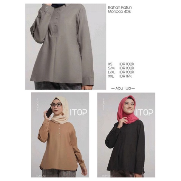 ATASAN KEMEJA BLOUSE WANITA LENGAN PANJANG ITOP 004 04 ORIGINAL INSPIRE REMAJA PEREMPUAN BAHAN MOSCR