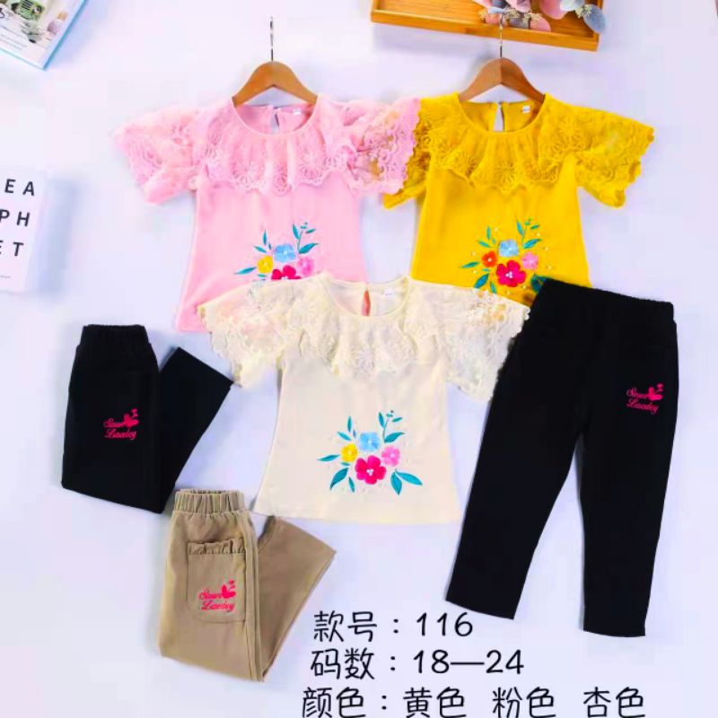 [3-7 TH] BAJU SETELAN CELANA PANJANG ANAK PEREMPUAN IMPORT 3-7 TAHUN / BAJU SET KAOS + CELANA PANJANG ANAK CEWEK IMPORT 3-7 TAHUN KODE 116