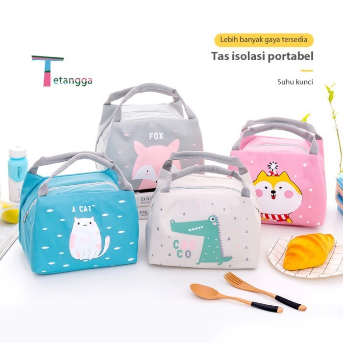 BEKAL-TAS- TAS BEKAL KARAKTER LUNCH COOLER BAG SALUR MAKANAN ALUMINIUM KOTAK MAKN - RONDOM -TAS-
