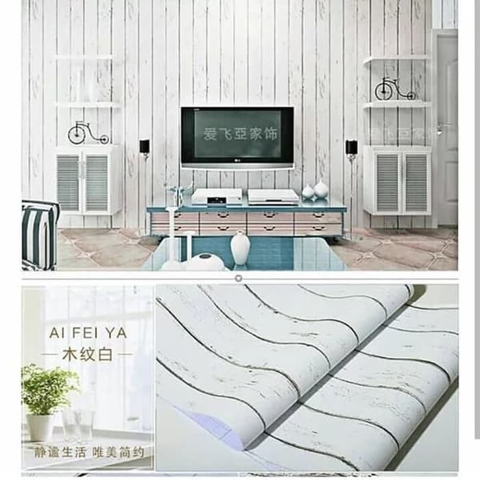 Wallpaper Stiker Dinding Motif Kayu Putih Ukuran 10m x Wallpaper Stiker Dinding Motif Kayu Putih Ukuran 10m x