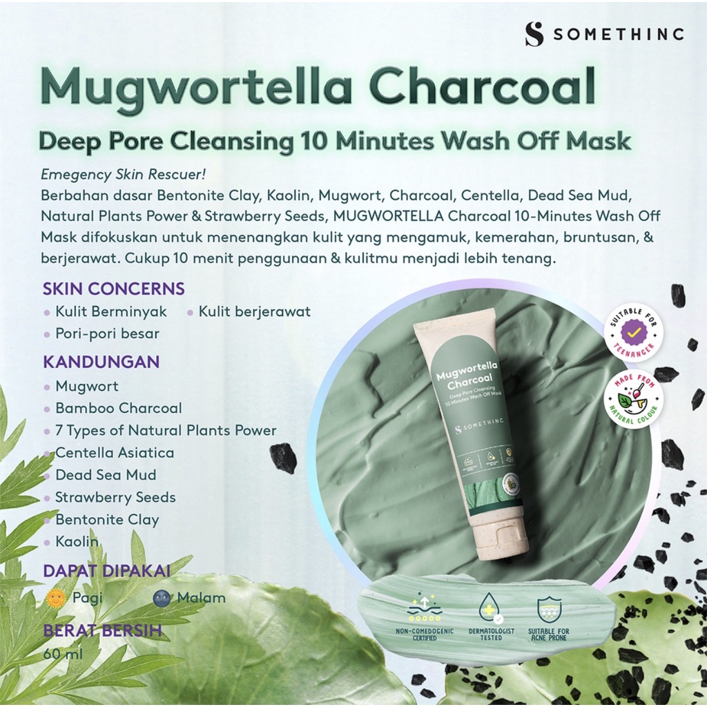 SOMETHINC Clay To The Rescue Mugwortella | Skin Goals Wash Off Mask | Masker Wajah 10 Minutes Wash Off Mask