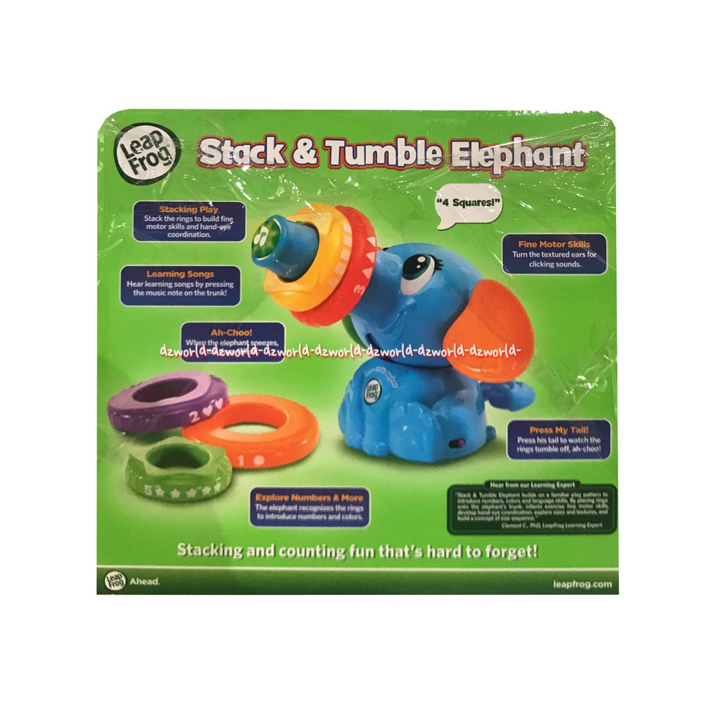 Leap Frog Stack &amp; Tumble Elephant Mainan Gajah Memasukan Ring Gelang Ke Mulut Gajah