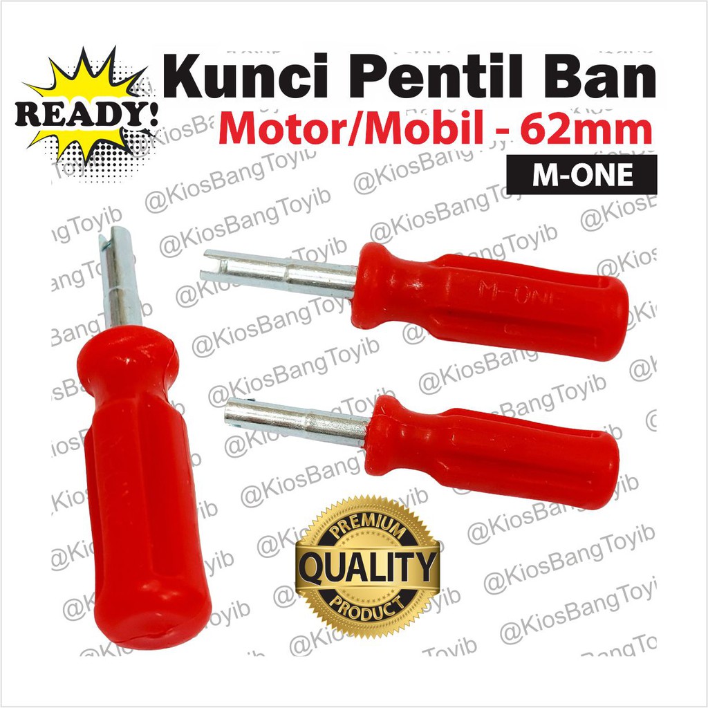 Kunci Obeng Pembuka Pentil Ban Pendek Sepeda Motor Mobil 62 mm Merah (1pc)