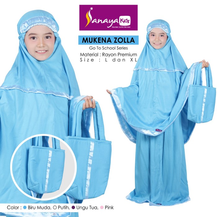 Jual Telekung Lebaran 2018. Mukena Anak Usia 2-4 Tahun Katun J YT527 Sanaya Kids Zolla Size L (7-9Th