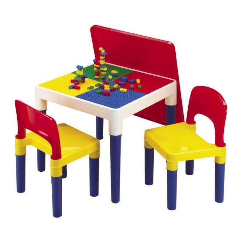 Bricks Kingdom Building Block Table & 2 Chairs Meja Bermain Mainan Blocks [8601-1 ]