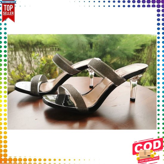 Sandal High Heels Wanita Hak Kaca Import Kondangan Sandal Hak Kaca Jin Malaika - High Heels Kaca Ell
