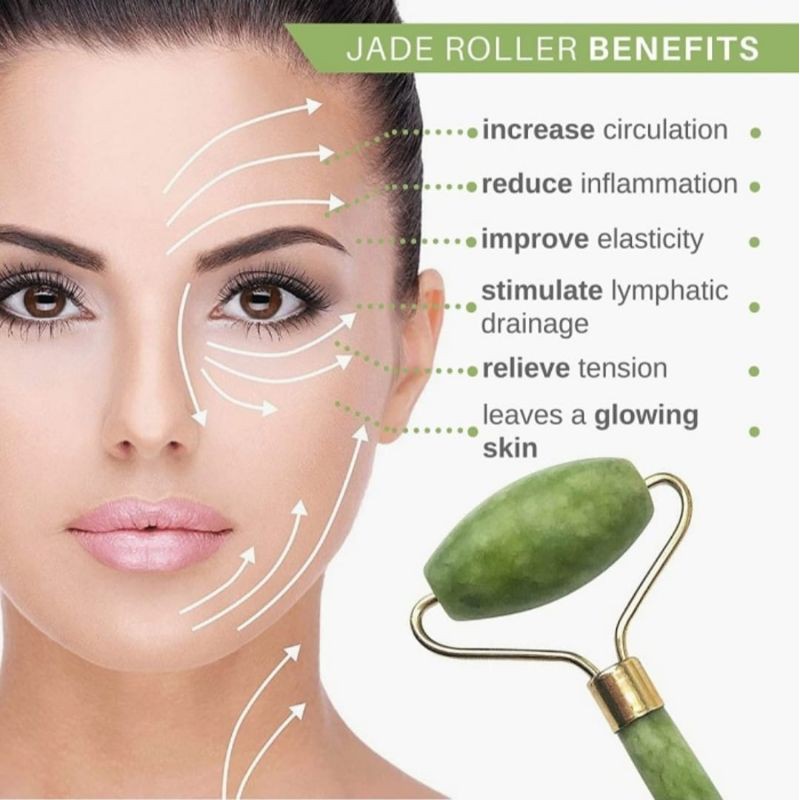 Gua sha Jade Roller Facial Massager Guasha - Alat Pijat Untuk Mengencangkan Dan Penghilang Kerut Wajah