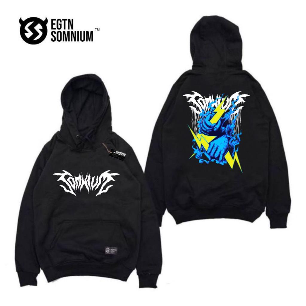 HOODIE PRIA BLACK MOTIF SOMNIUM UNISEX SWEATER HOODIE TERBARU TERLARIS