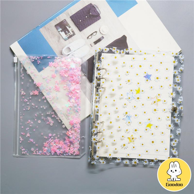 Buku Notebook / Catatan / Diary A6 Cover PVC Transparan Motif Bunga Daisy  -Doo