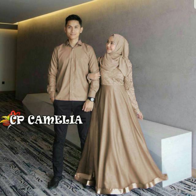 Stafa Baju Couple Kondangan Kekinian Modern Kapel Pesta Elegan Mewah Pasangan Muslim Camelia Shopee Indonesia