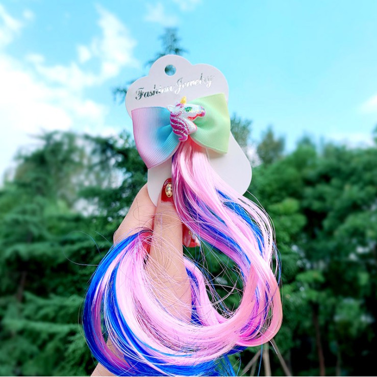 Jepit Rambut Unicorn Frozen Model Rambut Palsu Wig Anak Perempuan