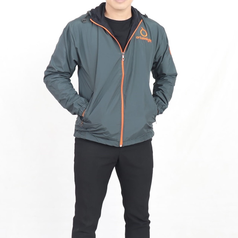 jaket parasut ortuseight unisex running casual (free gantungan kunci/stiker)