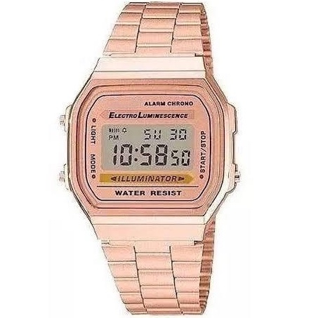 WBS JAM TANGAN DIGITAL MODEL CASIO LED 168 RANTAI PRIA / WANITA FASHION GROSIR MURAH CS002-CS002 - ROSE GOLD