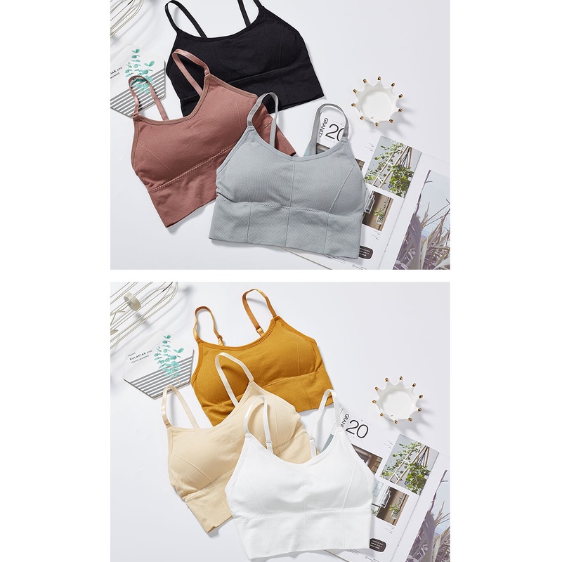 Kemben Bra Seamless Korean Tank Top Bralette Pakaian Dalam Wanita Crop Top Sport Bra Kemben Pendek BH Cewek Tanpa Kawat Tanktop