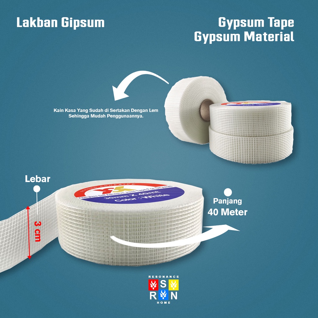 Lakban Gypsum / Gypsum Tape 30mmx40m Resonance Home