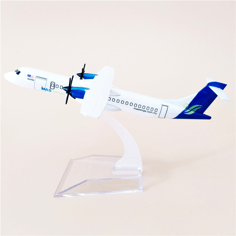 Model Pesawat Terbang Malaysia ATR Maskwings ATR-72-500 Diecast Metal Warna Biru Dengan Stand