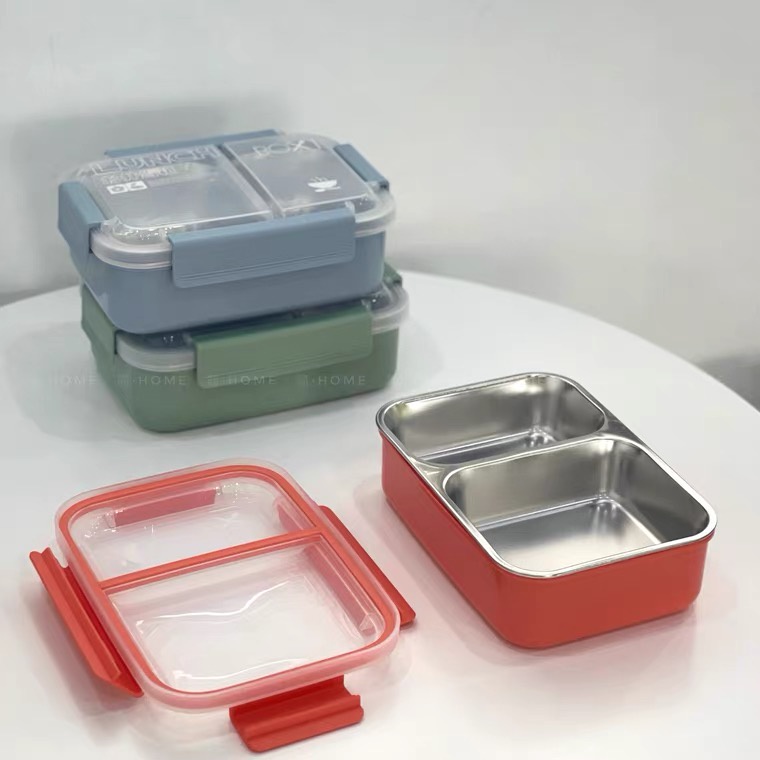 Kotak Bekal Makan Staom;ess steel 2 Sekat kotak makan Anti Tumpah Lunch Box Stainless Steel