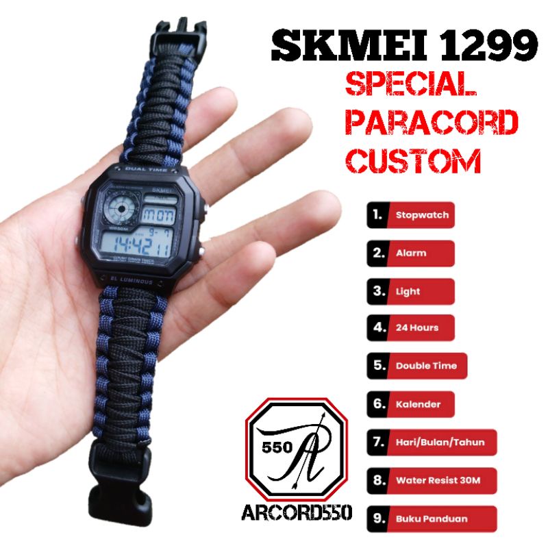 jam tangan custom paracord pria SKMEI 1299 / jam tangan outdoor pria / jam tangan unik / jam tangan 