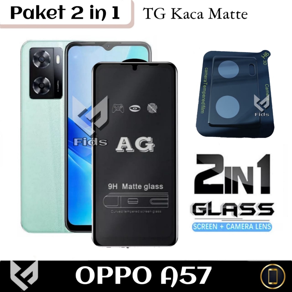 ( PROMO PAKET 2IN1 ) OPPO A57/A77s 4G Anti Gores Layar Free Anti Gores Camera Frame Black 3D Premium Screen Guard Handphone