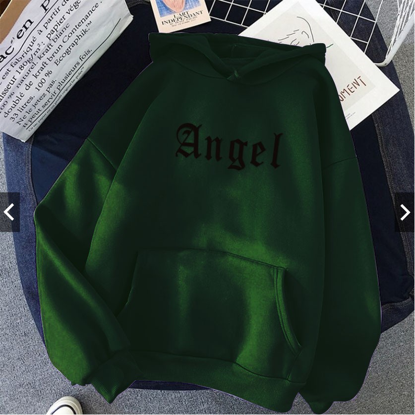 IvannaCollection Sweater Hoodie Wanita Angel Simple Casual Bahan Fleece Premium