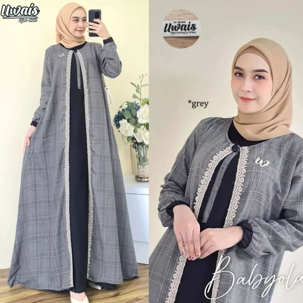 Dress Hijab Dua Layer Menyatu Aplikasi Renda Terbaru Baju Gamis Ngetren Baju muslim dewasa wanita Gamis Kondangan matt Ceruty Full Furing Dress Gamis Busui Friendly Wudhu Friendly / Babyola dress