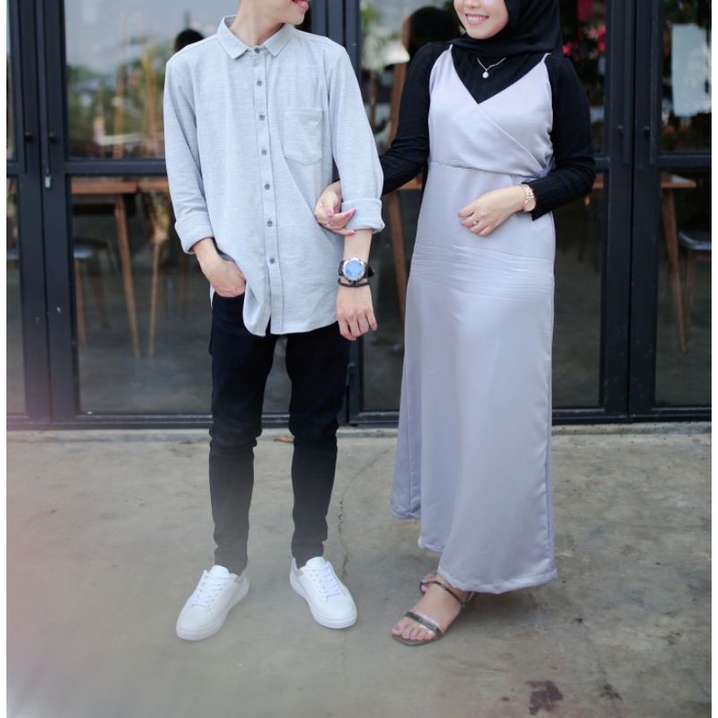 Preloved Satin velvet dress grey