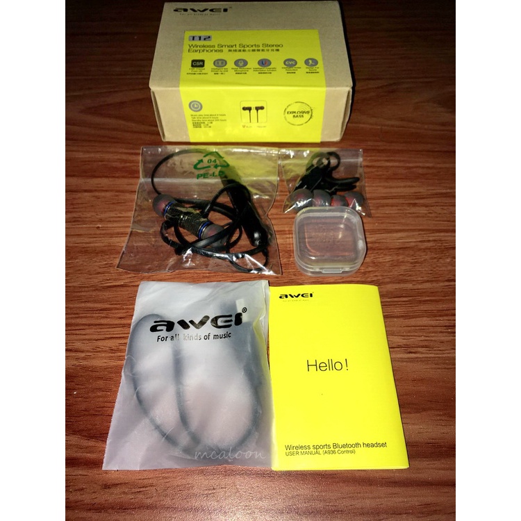 AWEI T12 - Bluetooth Sports Earphones - 4.2 CSR Chip - HIFI Balance - BLUE