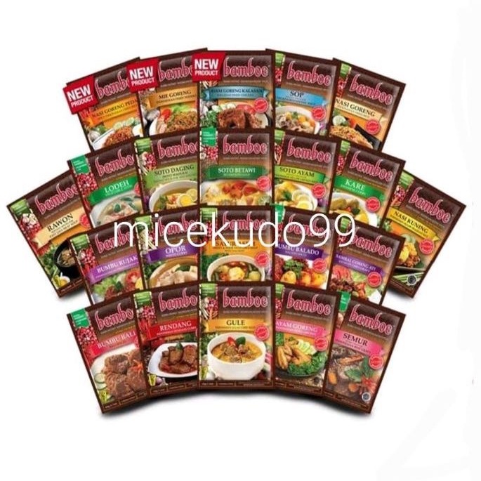 

BUMBU BAMBOE INSTAN RAWON BALADO EMPAL SOP RENDANG SEMUR KRENGSENGAN OPOR
