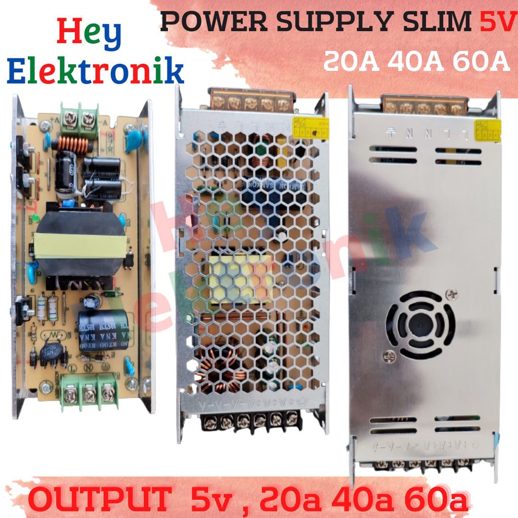 POWER SUPPLY RUNNING TEXT SLIM ADAPTOR TRAVO 5V 20A 40A 60A