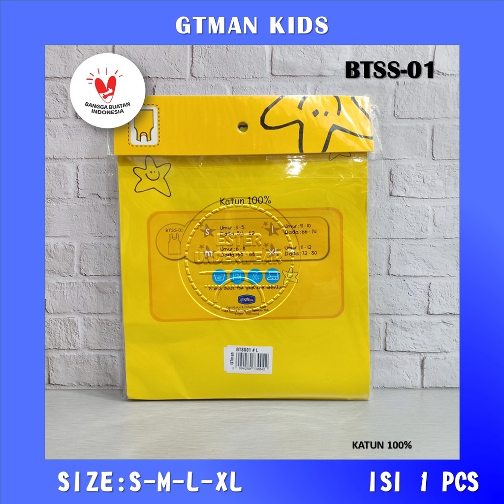 Kaos Dalam Singlet Anak Laki-laki GTMAN KIDS BTSS01 PUTIH ISI 1PCS