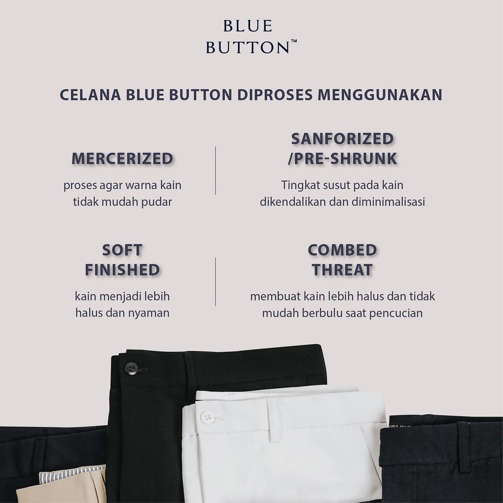 BlueButton Smart Casual Pant Reguler Fit Magic Waist Celana Casual - GREY