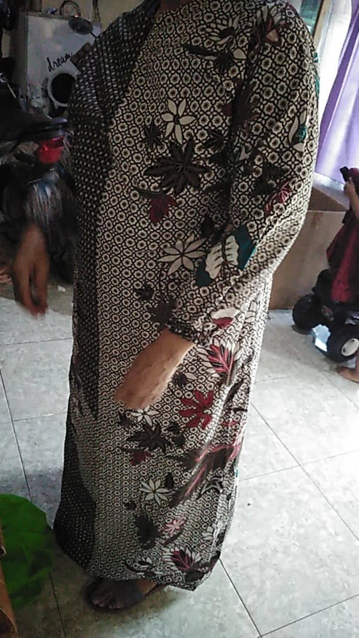 Gamis Batik Kombinasi Katun Modern Ld 110 Ld 120 Resleting Depan Tali Samping All Size Dan Jumbo