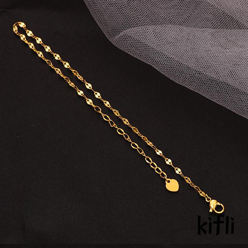 Gelang Kaki Rantai Tipis Bahan Titanium Steel Lapis Emas 18K Untuk Wanita