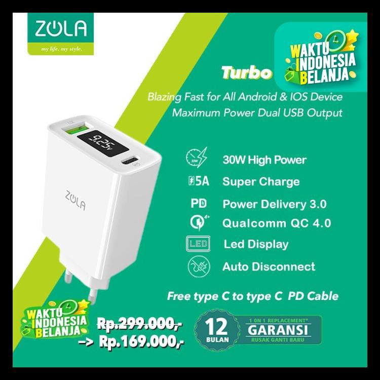 Zola Charger Turbo Max Gen2 Qc 3.0 & Pd For Ipad Pro & Macbook Max 30W - Putih Kode 739