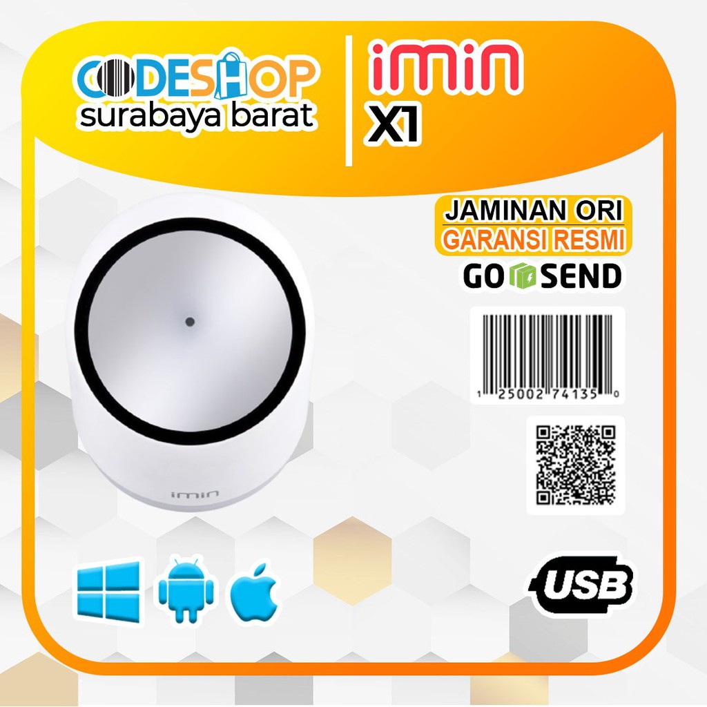 SCANNER BARCODE IMIN XI 1D DAN 2D (QR) USB+DUDUK DIGITAL SCANNER