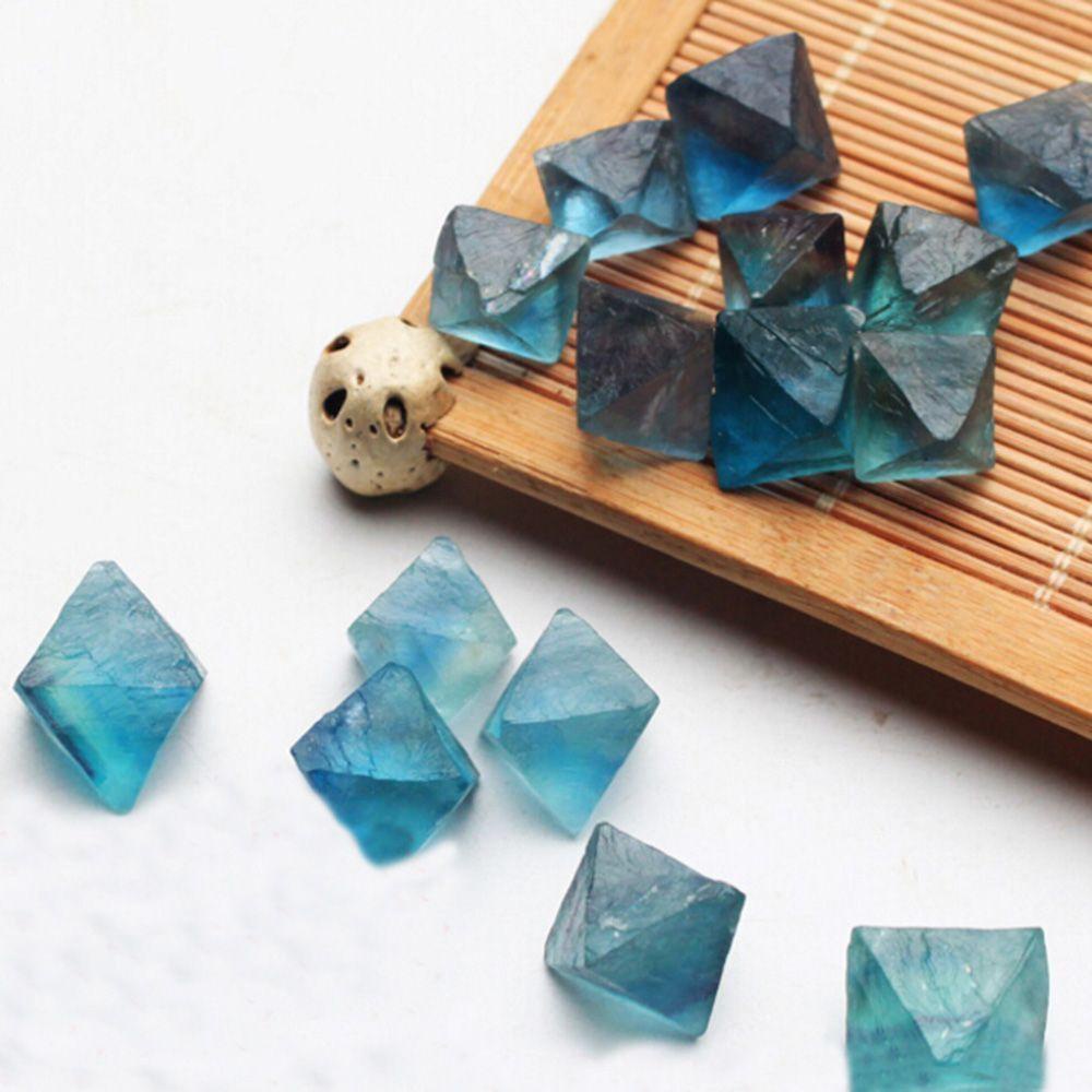 [Elegan] Biru Fluorite Rock Quartz Fluorite Aksesori Octahedron Perhiasan Kasar Mineral