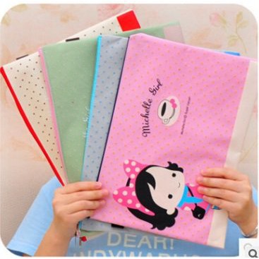 

bta180 tas file A4 cute cartoon honey snow girl canvas zipper bag