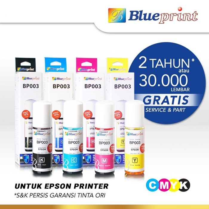 Blueprint BP003 Tinta 72ml Epson 003 BK,Cyan,Magenta,Yeloow Blueprint