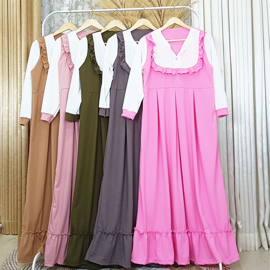 CARLINA Gamis Bella Anniswah Ruffle Maxy Muslimah Wanita