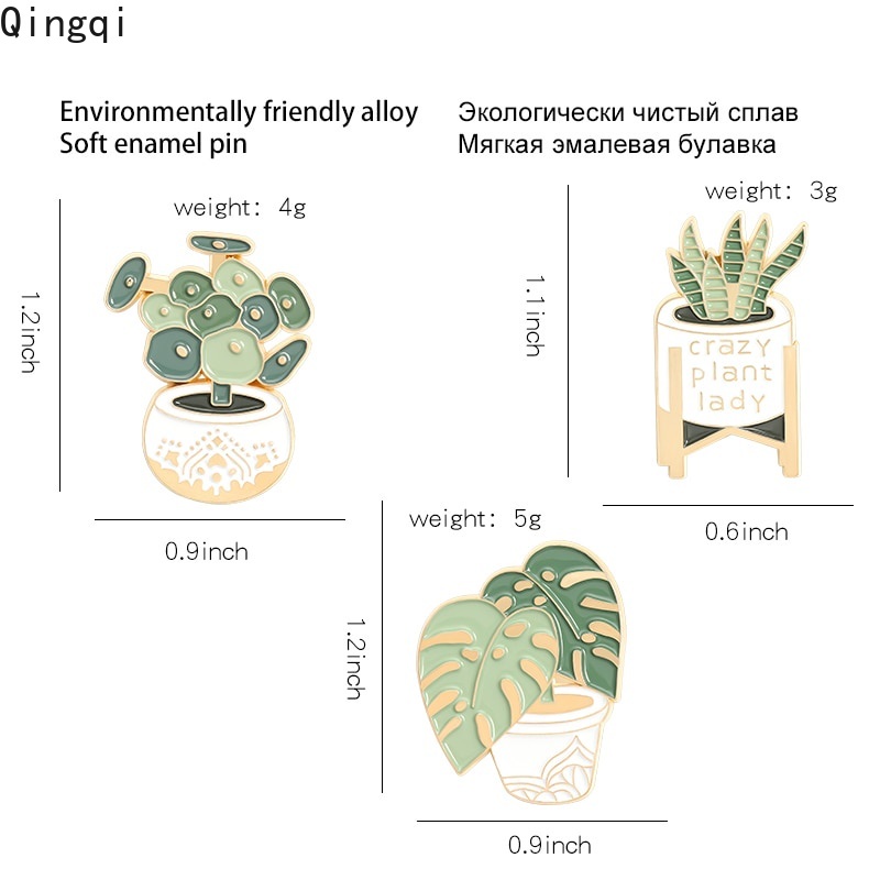 Bros Pin Enamel Desain Kartun Tanaman Pot Monstera Sansevieria Untuk Hadiah Teman