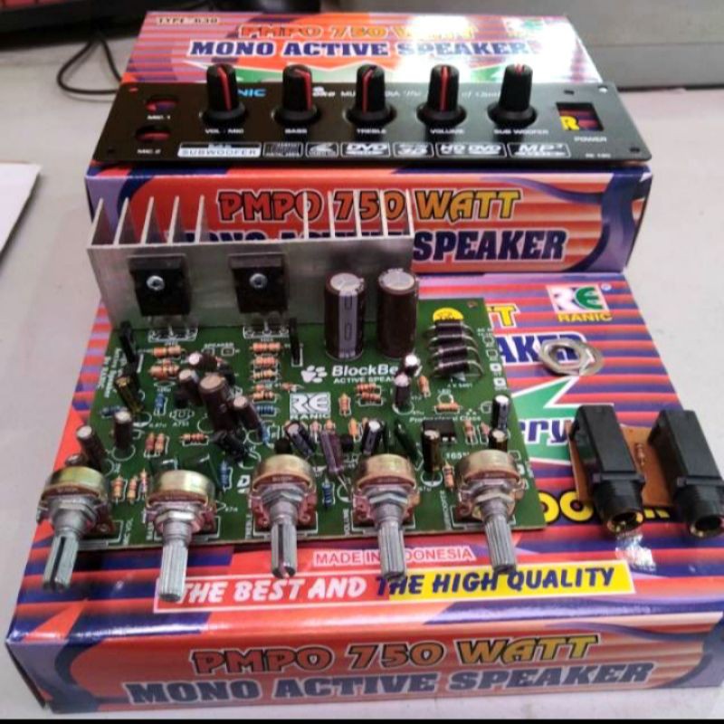 kit power amplifier aktif  speaker mono mic plus subwofer  750wat